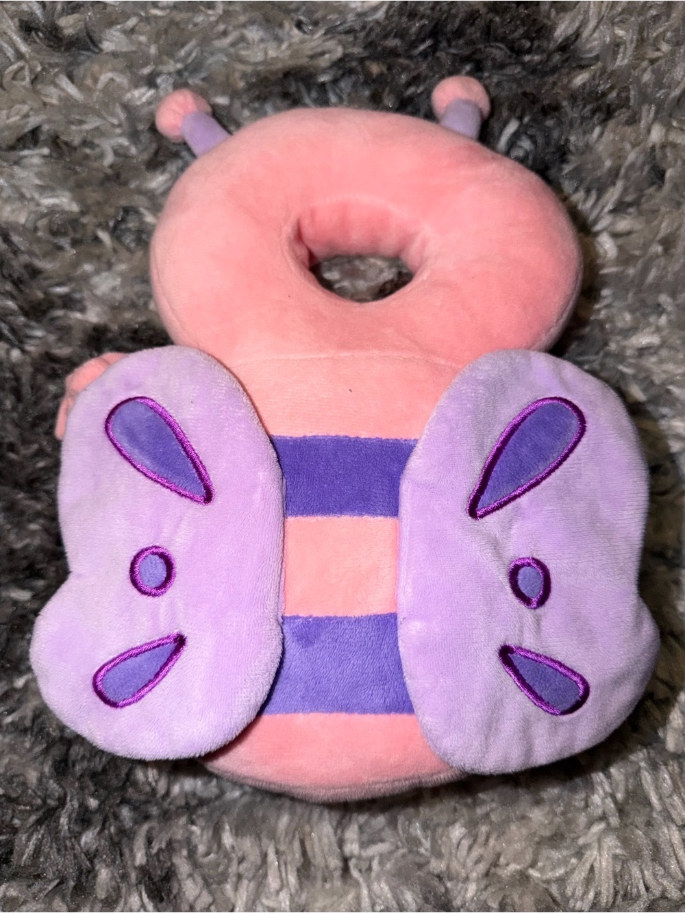 Plush Butterfly Neck Support Pillow - Pink & Purple
